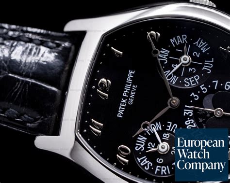 Patek Philippe Platinum Black Dial Tonneau Perpetual Calendar 